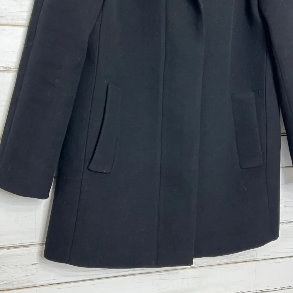 J.Crew Mercantile Black Wool Blend Zip Front Coat Women’s Size 6